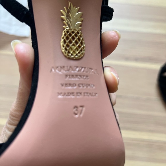 AQUAZURRA Ruffle Sandal black suede 37 NEW IN BOX - Picture 5 of 10